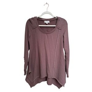 Knox Rose Tunic Top Long Sleeve Asymmetrical Hem Boho Brown Pullover‎ Size Small